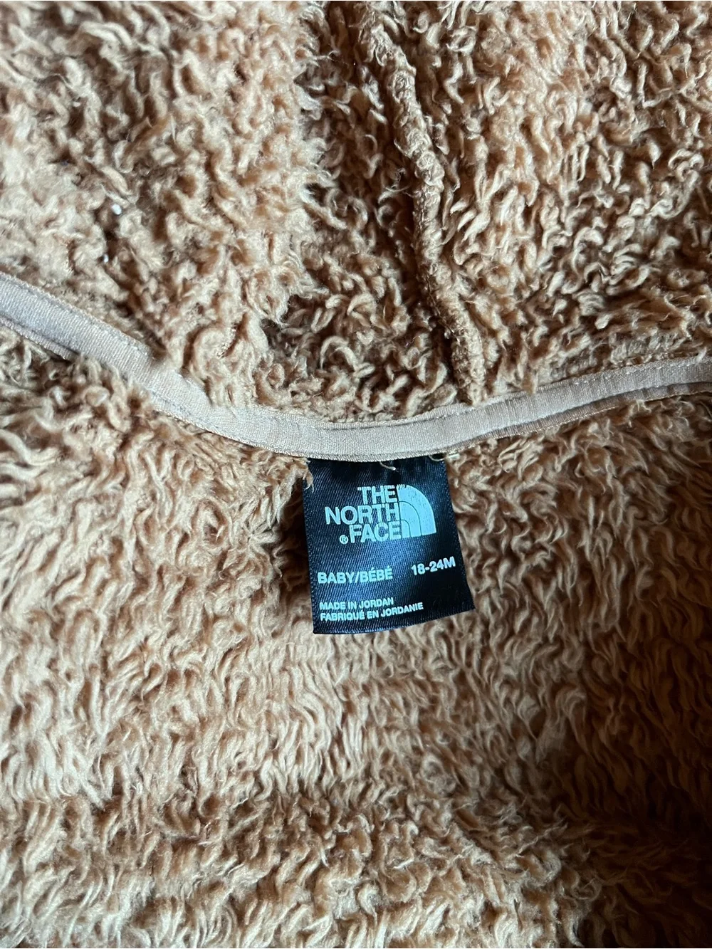 The North Face Kids' Teddy Fleece Hoodie in Camel Brown Size 18-24 Months